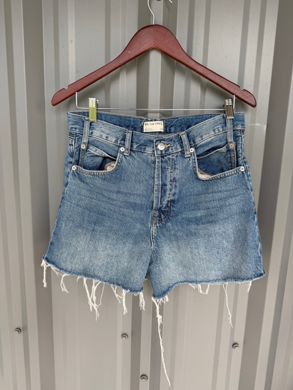 We The Free Distressed Light Blue Denim Cutoff Shorts